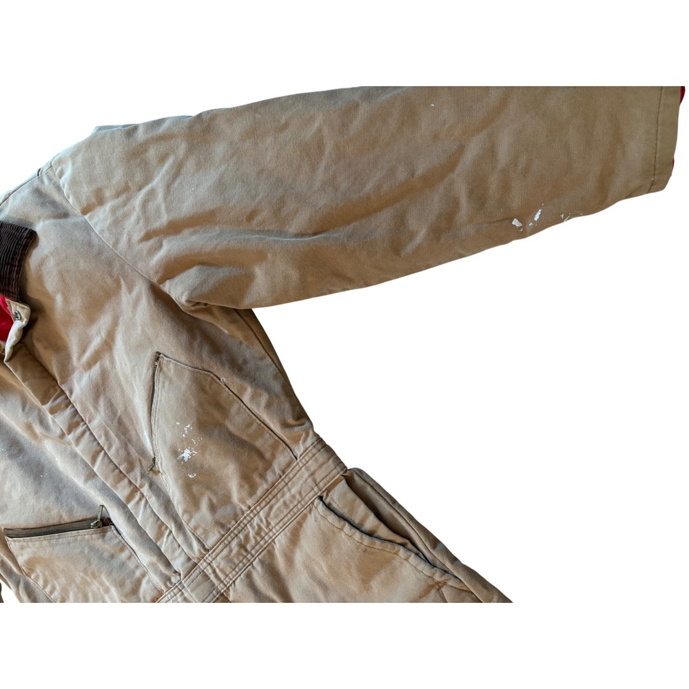 Vintage Walls Master Made Tan Cotton Duck Quilted Lined Work Coveralls Mens L - Picture 4 of 16